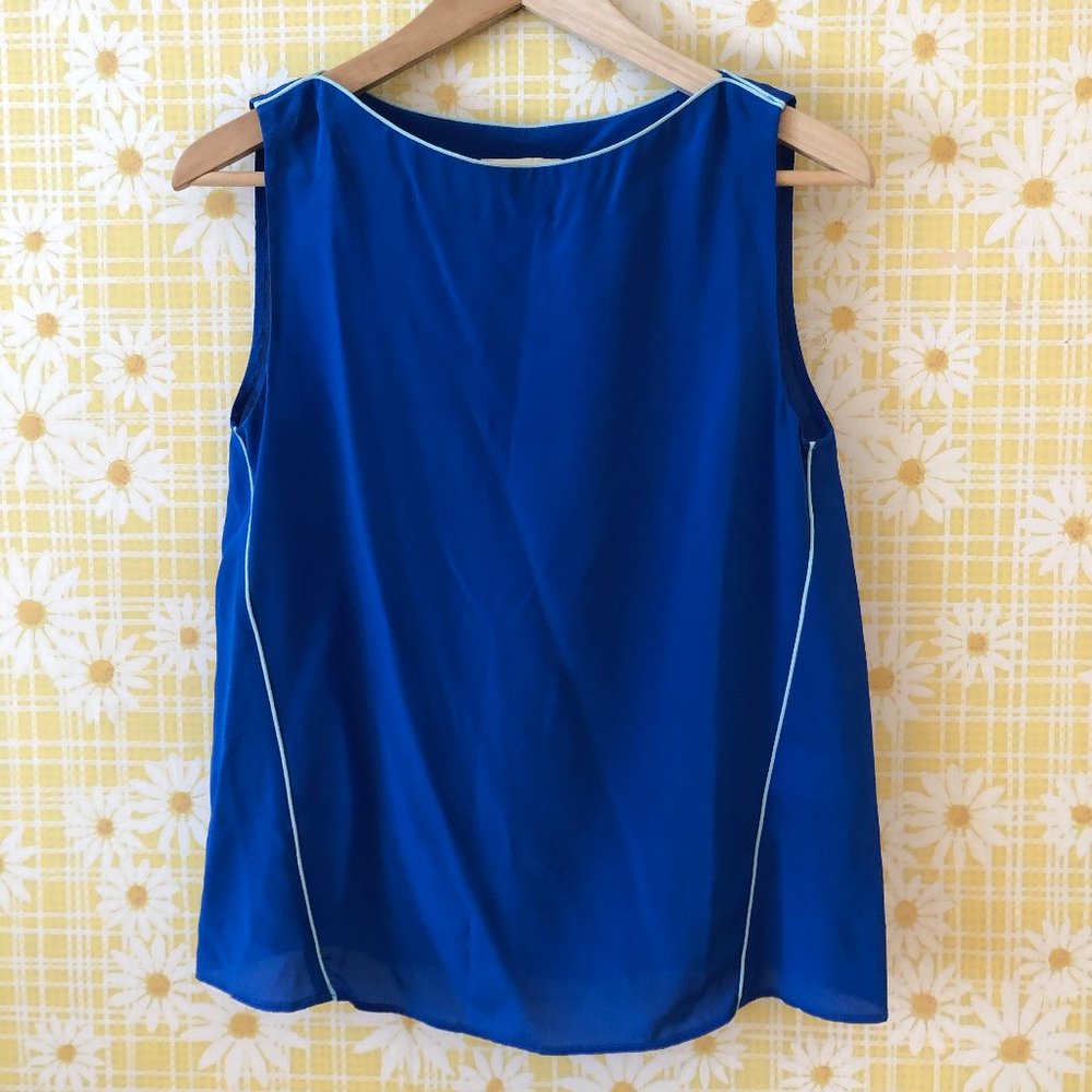 The Korner blue silk sleeveless top